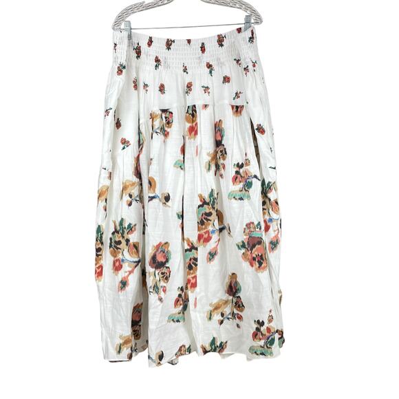Vince NWT Vince Ikat Floral Smocked Tiered Midi Maxi Skirt Pockets Size 3X - Picture 3 of 12